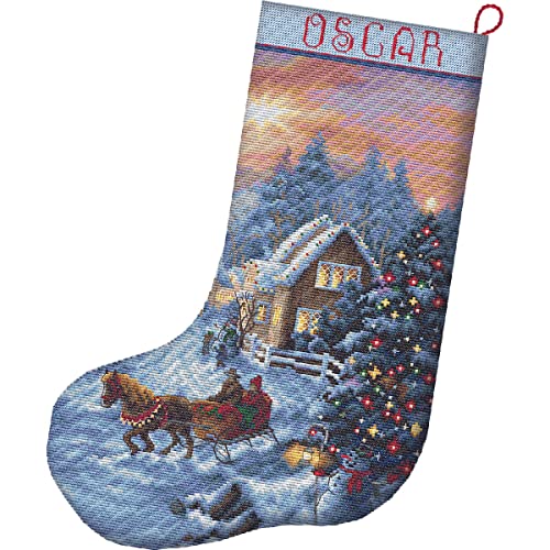 Letistitch Kreuzstich Set Weihnachtsstrumpf Weihnachtsabend, Zählmuster, 24,5x37cm von Letistitch