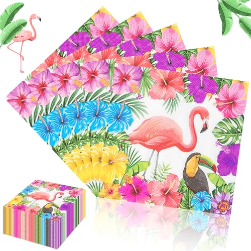 Lets Joy 100 Stück Servietten Flamingo, 33 x 33 cm Flamingo Papierservietten, Flamingo Servietten Geburtstag, Servietten Flamingo Dschungel, Sommer Gartenfeste Party Tischdeko von Lets Joy