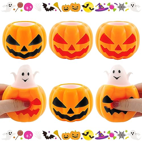 Lets Joy 6 Stück Halloween Party Mitgebsel, Halloween Anti Stress Spielzeug, Spielzeug zum Stressabbau, Stress Relief Spielzeug, Halloween Kürbis Spielzeug, Halloween Kinder Party Mitgebsel von Lets Joy
