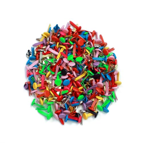 Leucasa 250 Stück Musterbeutelklammern 8X17mm Musterklammern Mini Brads Rundkopfklammern für Papierhandwerk, Kunsthandwerk, Kunstzubehör, Schul-DIY-Zubehör (Farbig) von Leucasa