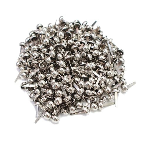 Leucasa 250 Stück Musterbeutelklammern 8X17mm Musterklammern Mini Brads Rundkopfklammern für Papierhandwerk, Kunsthandwerk, Kunstzubehör, Schul-DIY-Zubehör (Silber) von Leucasa