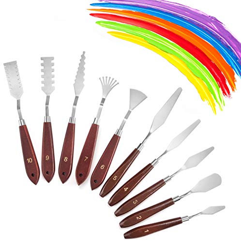 10-teiliges Palettenmesser-Set für Acryl- und Holzgriff, Malpalettenmesser-Set, Kunstwerkzeuge für Ölfarbe, Leinwand 10-teiliges Palettenmesser-Set für Acryl- und Holzgriff, Malpalettenmesser-Set, Kunstwerkzeuge für Ölfarbe, Leinwand von Leuceiy