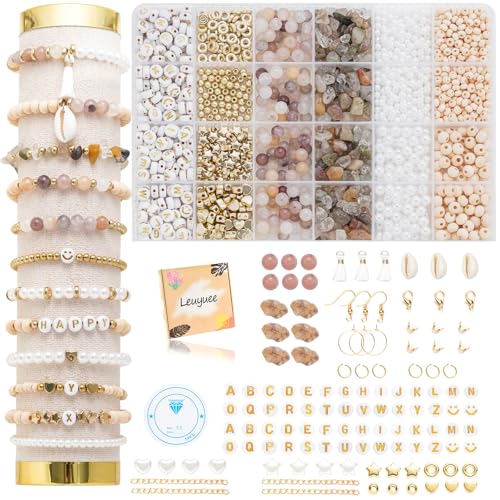 Leuyuee Natürliche Amazonit perlen für armbänder Edelstein Perlen Perlen Set Zum Auffädeln Kit Perlenset Beads für DIY armbänder selber machen Schmuck Halskette Ohrringe Kette (hellviolett) von Leuyuee