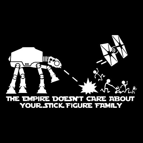 Level Autoscheiben-Aufkleber Star Wars ATAT & Tie Fighter 'The Empire Doesnt Care About Your Stick Figure Family, Vinyl, Dekoration von Level