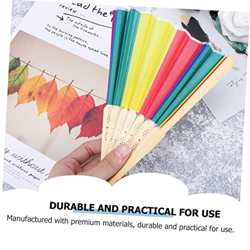 Levemolo 4 Stück Bunte Faltbare Bambusfächer Kreative Regenbogen Handfächer für Leicht Elegant Vielseitig für Tanz Dekoration und Bühnenauftritte von Levemolo