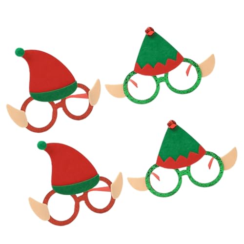 Levemolo 4 Stück Elfenbrille Gläser Weihnachtsmütze Brille Lustige Partybrille Weihnachts-Fotoautomaten-Requisiten kinderbrille für kinder Weihnachtsbrille Partybrillen Vlies Levemolo 4 Stück Elfenbrille Gläser Weihnachtsmütze Brille Lustige Partybrille Weihnachts-Fotoautomaten-Requisiten kinderbrille für kinder Weihnachtsbrille Partybrillen Vlies von Levemolo