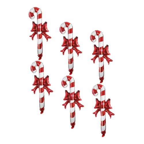 Levemolo 6 Stück Aufblasbare Weihnachtsstäbe, Süßigkeiten, Handballons, Dekorative Weihnachtsballons, Party Dekorationen, Party Layout Ballons, Party Zubehör, Weihnachtsfolienballons von Levemolo