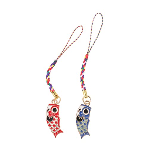 Levemolo Handyband Fisch Windsack 4 Hängende Glücksfahnen Behänge Kette Abzeichen Ornament Fisch Drachen Windsack Geldbörse Flagge Handgelenk Koinobori Telefone Omamori Tasche Glücksfahne von Levemolo