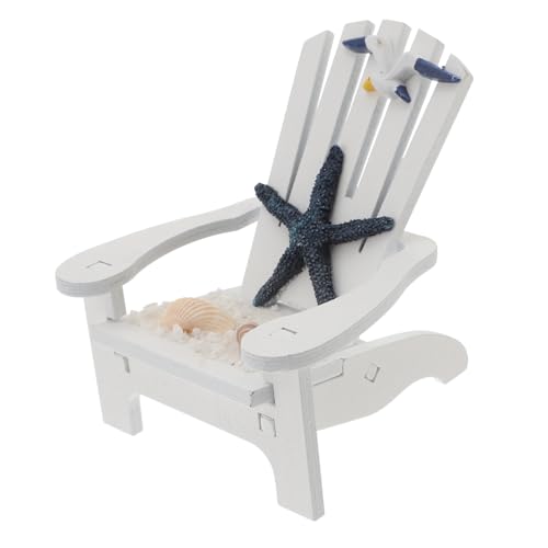 Levemolo Holz Strandstuhl Deko Miniatur mit Seesternmuster Handgefertigte Tischdekoration für Wohnzimmer Schlafzimmer Mediterraner Mini Holzstuhl als Küsten Wohnaccessoire von Levemolo