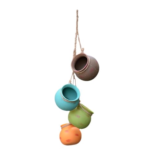 Levemolo Keramik Blumenampel mit Hänge-pflanzgefäßen aus Hochwertigem Material für Sukkulenten und Kleine Pflanzen Vielseitig für Balkon Garten und Wohnraum Inklusive Robustem Juteseil für von Levemolo