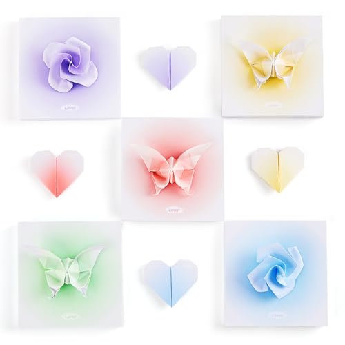 Leven Origami-Papier, buntes faltbares Bastelpapier-Set, quadratisch, doppelseitig, 600 Blatt mit Farbverlauf, bunte Origami-Projekte für Kinder und Erwachsene, Kunst und DIY (8,9 x 8,9 cm) von Leven