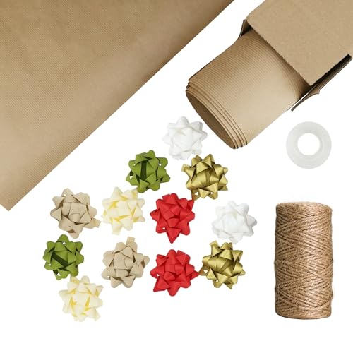LEVIATAN Geschenkverpackungsset, Geschenkpapier, selbstklebenden dekorativen Sternen, Jutekordel und Klebeband, Geschenkpapier, Selbstklebende Sterne, Jutekordel, Klebeband, S, Farbmischung LEVIATAN Geschenkverpackungsset, Geschenkpapier, selbstklebenden dekorativen Sternen, Jutekordel und Klebeband, Geschenkpapier, Selbstklebende Sterne, Jutekordel, Klebeband, S, Farbmischung von Leviatan