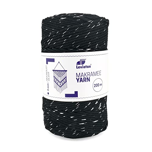 LEVIATAN - Natürliches Makramee Garn | 200m | Superweiche Schnur | 3mm Einfache Drehung | 100% Baumwolle | Perfekt für Basteln | Silber Mondstaub LEVIATAN - Natürliches Makramee Garn | 200m | Superweiche Schnur | 3mm Einfache Drehung | 100% Baumwolle | Perfekt für Basteln | Silber Mondstaub von Leviatan