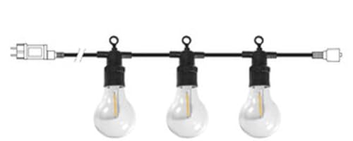LED-Lichterkette, ideal für den Außenbereich, 4,5 m, 10 Lampen, 3000 K, IP44, 4,5 m, 230 VAC bei 24 V DC LED-Lichterkette, ideal für den Außenbereich, 4,5 m, 10 Lampen, 3000 K, IP44, 4,5 m, 230 VAC bei 24 V DC von Levitantes