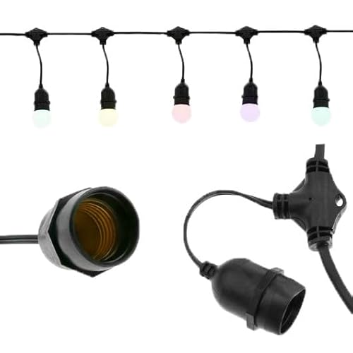Levitantes Lichterkette 10 Fassungen E27 für den Außenbereich, IP65, schwarzes Kabel 5000 mm, ideal für Außenbeleuchtung. * von Levitantes