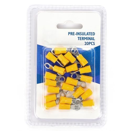 Vorisolierte Klemme – elektrische Anschlussklemme, gelb, 20 Stück pro Blisterpackung, ideal für sichere elektrische Installationen Vorisolierte Klemme – elektrische Anschlussklemme, gelb, 20 Stück pro Blisterpackung, ideal für sichere elektrische Installationen von Levitantes