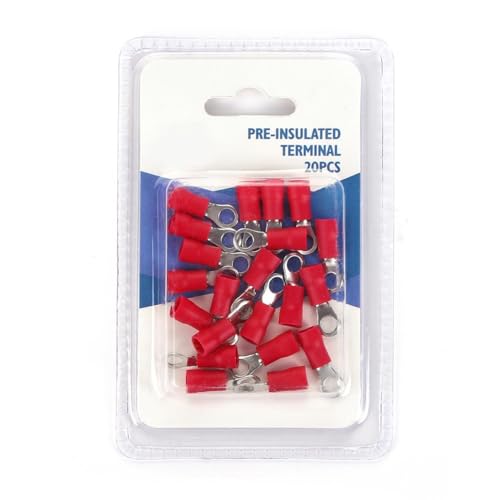 Vorisolierte Klemme – roter Terminal, Typ SV2-6, 20 Stück pro Blisterpackung, ideal für sichere und zuverlässige elektrische Verbindungen Vorisolierte Klemme – roter Terminal, Typ SV2-6, 20 Stück pro Blisterpackung, ideal für sichere und zuverlässige elektrische Verbindungen von Levitantes