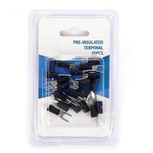 Vorisolierte Klemme – schwarze Klemme für elektrische Verbindungen, Kapazität 4 mm², Packung mit 20 Stück in Blisterverpackung von Levitantes