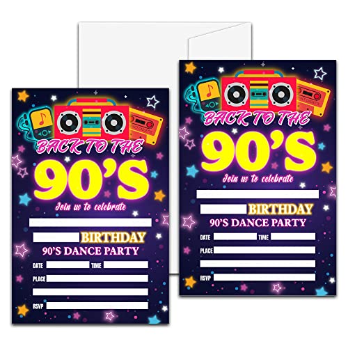 Party-Einladungen zum 90er-Jahre-Geburtstag, Zurück in die 90er-Jahre, Jungen und Mädchen (10.2x15.2 cm), Kinder-Partygeschenk-Dekorationen und Zubehör -4 38 EU von Levitatinyear