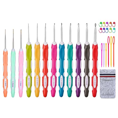 Ergonomische Häkelnadeln, Häkelnadel-Set für arthritische Hände, Größe von 0,8 mm ~ 6,0 mm von Lewhoo