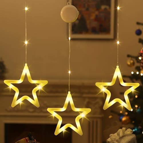 Lewondr LED Sterne Weihnachtsbeleuchtung,3 Stück Weihnachtsdeko Fenster Licht mit Saugnäpfe, Timer,Batteriebetrieben,Fenster Lichterkette Innen für Weihnachten Deko,Balkon,Party,Hochzeit,Warmes Licht Lewondr LED Sterne Weihnachtsbeleuchtung,3 Stück Weihnachtsdeko Fenster Licht mit Saugnäpfe, Timer,Batteriebetrieben,Fenster Lichterkette Innen für Weihnachten Deko,Balkon,Party,Hochzeit,Warmes Licht von Lewondr
