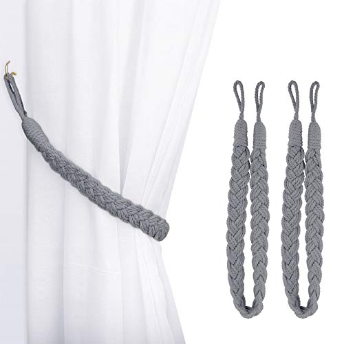Lewondr Curtain Rope Buckle, 2 Stück Baumwolle Strick Knoten Geflochtene Window Curtain Raffhalter Dekorative Vorhänge Holdback für Wohnzimmer, Schlafzimmer, Cafe - Hellgrau Lewondr Curtain Rope Buckle, 2 Stück Baumwolle Strick Knoten Geflochtene Window Curtain Raffhalter Dekorative Vorhänge Holdback für Wohnzimmer, Schlafzimmer, Cafe - Hellgrau von Lewondr