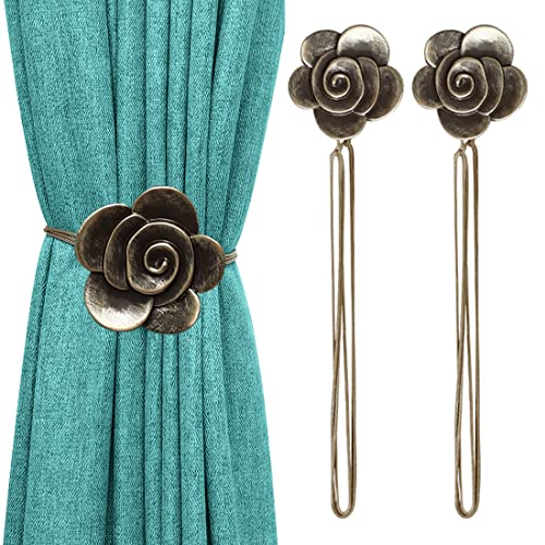 Lewondr Vintage Magnetischer Vorhang Raffhalter, 1 Paar Harz Kamelie Vorhangschnalle mit Starkem Dauerhaftem Magneten für Dekoration Zuhause Cafe Büro - Bronzen Lewondr Vintage Magnetischer Vorhang Raffhalter, 1 Paar Harz Kamelie Vorhangschnalle mit Starkem Dauerhaftem Magneten für Dekoration Zuhause Cafe Büro - Bronzen von Lewondr