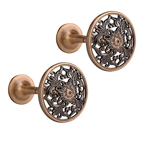 Lewondr Vorhang Raffhalter, 2 Stücke Wand Vorhänge Haken, aus Vintage-Stil Metallgravur Handwerk, Dekorative Kleiderbügel für Zuhause, Wohnzimmer Badezimmer Schrank Kleiderhaken - Messing Sonnenblume Lewondr Vorhang Raffhalter, 2 Stücke Wand Vorhänge Haken, aus Vintage-Stil Metallgravur Handwerk, Dekorative Kleiderbügel für Zuhause, Wohnzimmer Badezimmer Schrank Kleiderhaken - Messing Sonnenblume von Lewondr
