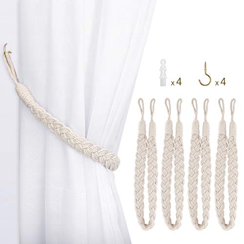 Lewondr Vorhang Raffhalter, 4 Stück Einfach und Elegant Baumwollseil handgewebt Vorhang Halter Dekorative Raffhalter Vorhang Binder Zubehör für Büro Haus Dekoration - Beige Lewondr Vorhang Raffhalter, 4 Stück Einfach und Elegant Baumwollseil handgewebt Vorhang Halter Dekorative Raffhalter Vorhang Binder Zubehör für Büro Haus Dekoration - Beige von Lewondr