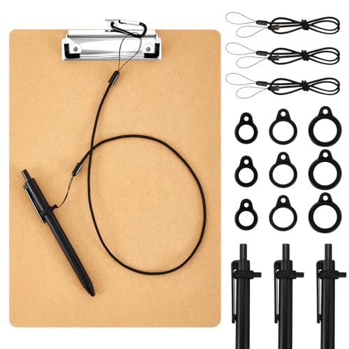 Lewtemi A4-Klemmbrett aus Holz mit Stifthalter, 61 cm Stiftleine für Klemmbrett, Klemmbrett mit Stift, Klemmbrett mit Stift und Silikonringschnalle für Zuhause, Schule, Büro, Schulbedarf Lewtemi A4-Klemmbrett aus Holz mit Stifthalter, 61 cm Stiftleine für Klemmbrett, Klemmbrett mit Stift, Klemmbrett mit Stift und Silikonringschnalle für Zuhause, Schule, Büro, Schulbedarf von Lewtemi