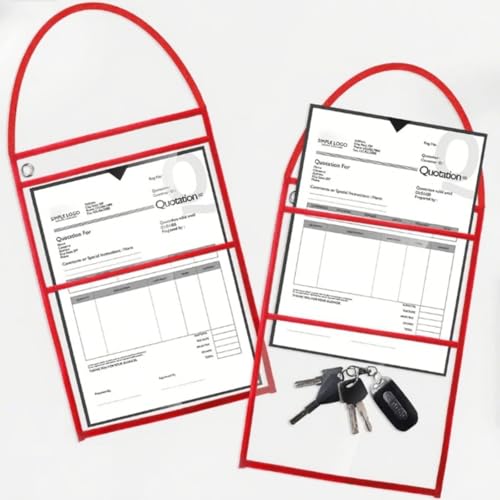 Lewtemi Kunststoffhüllen mit Aufhängeriemen, trocken abwischbar, wiederverwendbar, für Reparaturaufträge, beidseitig transparent, Rot, 15 Stück Lewtemi Kunststoffhüllen mit Aufhängeriemen, trocken abwischbar, wiederverwendbar, für Reparaturaufträge, beidseitig transparent, Rot, 15 Stück von Lewtemi