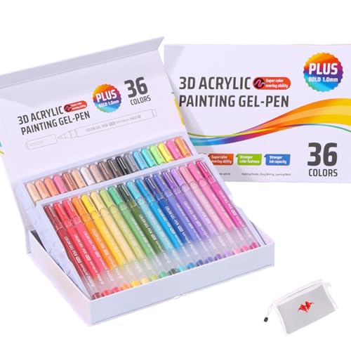 3D-Acryl-Mal-Gelstifte, Glitzer-Gelstifte for Ausmalen for Erwachsene, 1,0 Farbiges, Feines Spitzen-Mehrfarben-Marker-Kunstset, Malstift for Kritzeleien, Zeichnen, DIY-Projekte(36pcs) von LexTex