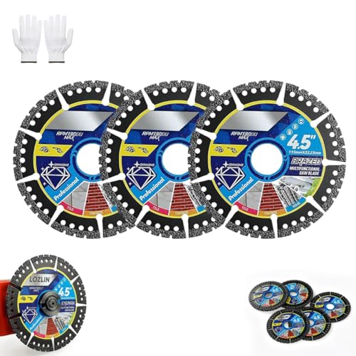 Diamant-Mehrzweck-Sägeblätter, 4,5-Zoll-Diamant-Verbundsägeblatt, Vielseitiges Und Langlebiges Schleifblatt, Hochleistungs-Winkelschleifscheiben Für Schneiden Von Marmor, Quarz, Stein(3pcs) von LexTex