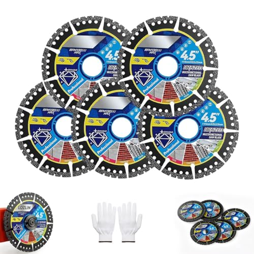 Diamant-Mehrzweck-Sägeblätter, 4,5-Zoll-Diamant-Verbundsägeblatt, Vielseitiges Und Langlebiges Schleifblatt, Hochleistungs-Winkelschleifscheiben Für Schneiden Von Marmor, Quarz, Stein(5pcs) von LexTex