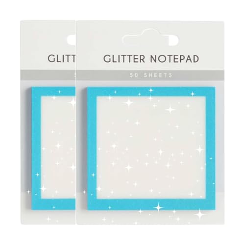 Glitzer-Notizblock, Haftnotizen, Süße Selbstklebende Notizblöcke, Glitzerndes Haftnotizpapier, Transparente Notizen in Pastell, Transparente Glitzer-Notizblöcke(Blue*2) von LexTex