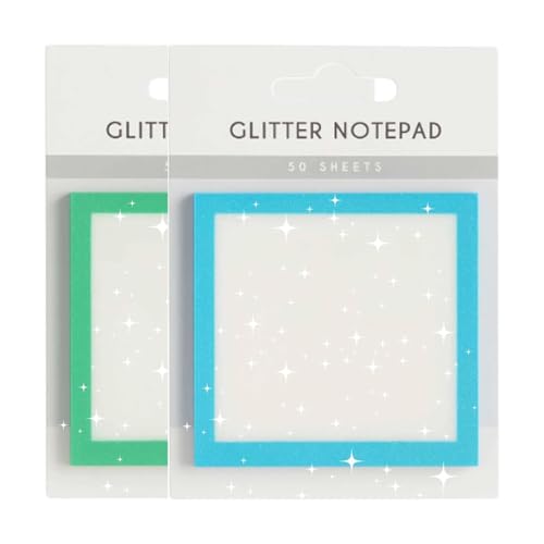 Glitzer-Notizblock, Haftnotizen, Süße Selbstklebende Notizblöcke, Glitzerndes Haftnotizpapier, Transparente Notizen in Pastell, Transparente Glitzer-Notizblöcke(Blue+Green) von LexTex