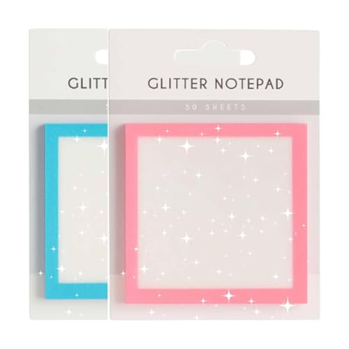 Glitzer-Notizblock, Haftnotizen, Süße Selbstklebende Notizblöcke, Glitzerndes Haftnotizpapier, Transparente Notizen in Pastell, Transparente Glitzer-Notizblöcke(Blue+Pink) von LexTex