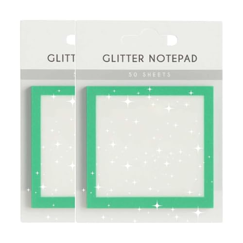 Glitzer-Notizblock, Haftnotizen, Süße Selbstklebende Notizblöcke, Glitzerndes Haftnotizpapier, Transparente Notizen in Pastell, Transparente Glitzer-Notizblöcke(Green*2) von LexTex