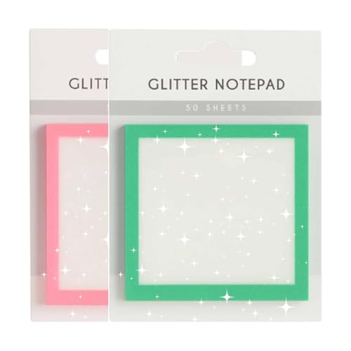 Glitzer-Notizblock, Haftnotizen, Süße Selbstklebende Notizblöcke, Glitzerndes Haftnotizpapier, Transparente Notizen in Pastell, Transparente Glitzer-Notizblöcke(Green+Pink) von LexTex