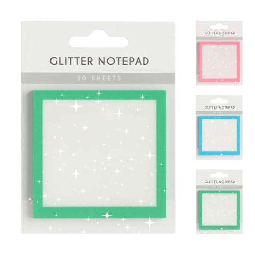 Glitzer-Notizblock, Haftnotizen, Süße Selbstklebende Notizblöcke, Glitzerndes Haftnotizpapier, Transparente Notizen in Pastell, Transparente Glitzer-Notizblöcke(Grün) von LexTex