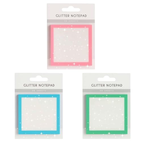 Glitzer-Notizblock, Haftnotizen, Süße Selbstklebende Notizblöcke, Glitzerndes Haftnotizpapier, Transparente Notizen in Pastell, Transparente Glitzer-Notizblöcke(Mix 3pcs) von LexTex