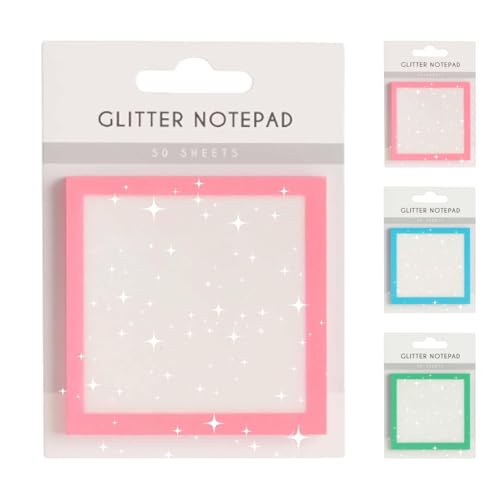 Glitzer-Notizblock, Haftnotizen, Süße Selbstklebende Notizblöcke, Glitzerndes Haftnotizpapier, Transparente Notizen in Pastell, Transparente Glitzer-Notizblöcke(Pink) von LexTex