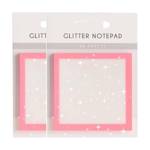 Glitzer-Notizblock, Haftnotizen, Süße Selbstklebende Notizblöcke, Glitzerndes Haftnotizpapier, Transparente Notizen in Pastell, Transparente Glitzer-Notizblöcke(Pink*2) von LexTex