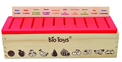 LEXIBOOK EDU250i1 Animals Bio Toys-Vokabelbox-Sortierbox aus Holz EN/FR von Lexibook