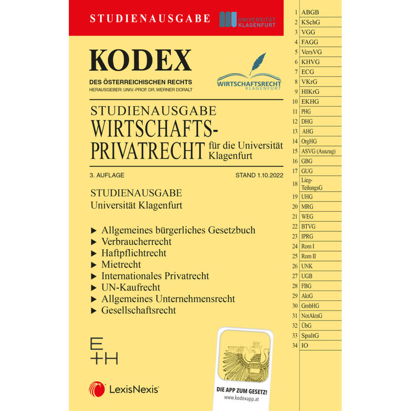 Kodex / Kodex Wirtschaftsprivatrecht Klagenfurt 2022 - Inkl. App, Kartoniert (TB) von LexisNexis Österreich