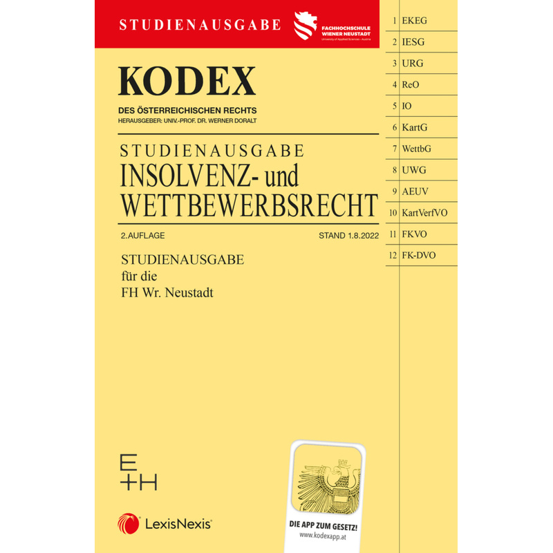 Kodex Insolvenz- Und Wettbewerbsrecht 2022 - Inkl. App, Kartoniert (TB) von LexisNexis Österreich
