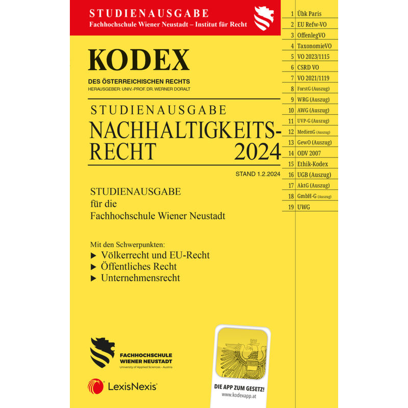 Kodex Nachhaltigkeitsrecht 2024 - Inkl. App, Kartoniert (TB) von LexisNexis Österreich