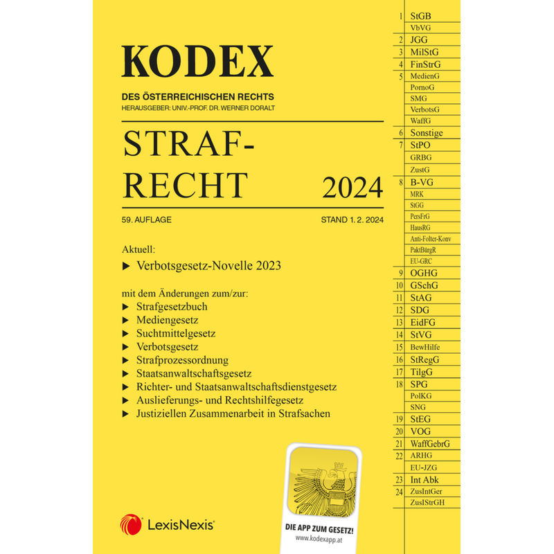 Kodex Strafrecht 2024 - Inkl. App, Kartoniert (TB) von LexisNexis Österreich