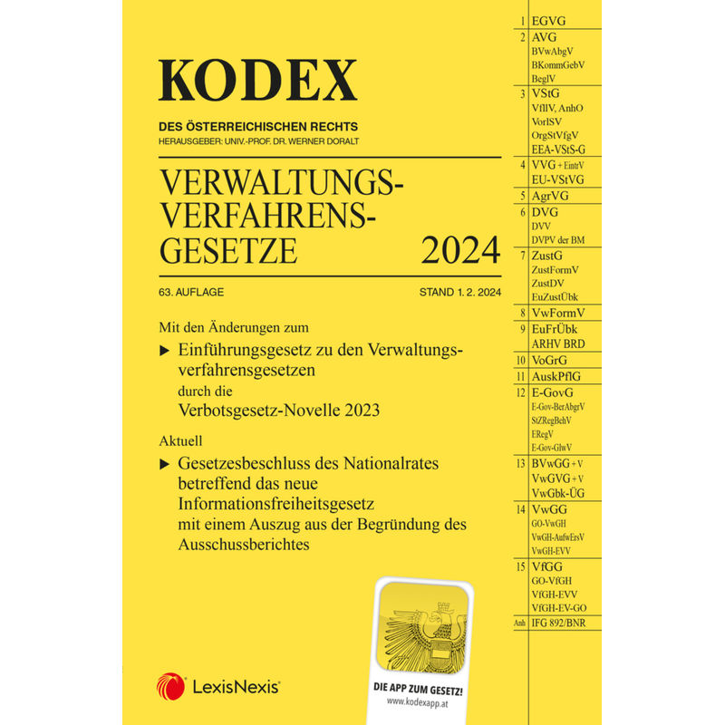 Kodex Verwaltungsverfahrensgesetze (Avg) 2024 - Inkl. App, Kartoniert (TB) von LexisNexis Österreich