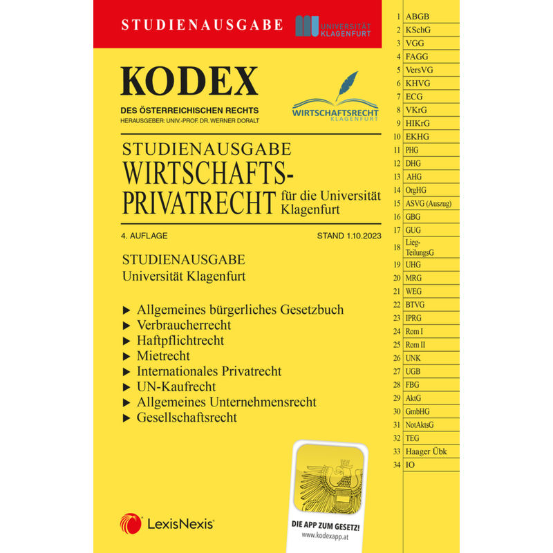Kodex Wirtschaftsprivatrecht Klagenfurt 2023 - Inkl. App, Kartoniert (TB) von LexisNexis Österreich